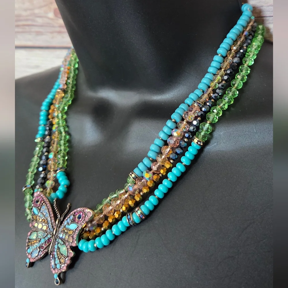 Betsey Johnson Colorful Butterfly Necklace NWT - Picture 2 of 15